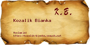 Kozalik Bianka névjegykártya